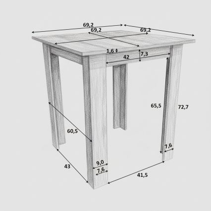 Τραπέζι φαγητού τετράγωνο LEVI δρυς