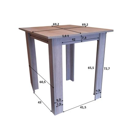 Τραπέζι φαγητού τετράγωνο LEVI σε απόχρωση Sonoma δρυς