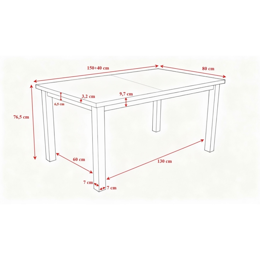 Τραπέζι φαγητού LIAM με δυνατότητα επέκτασης, δρυς