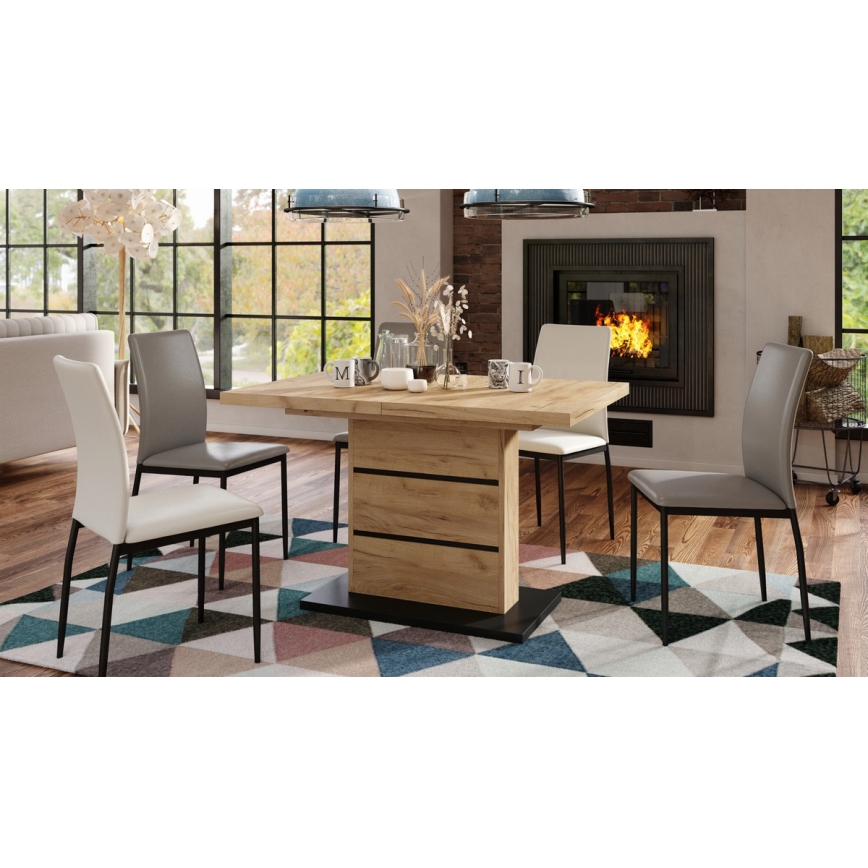 Τραπέζι φαγητού επεκτεινόμενο PAOLO δρυς craft/μαύρο