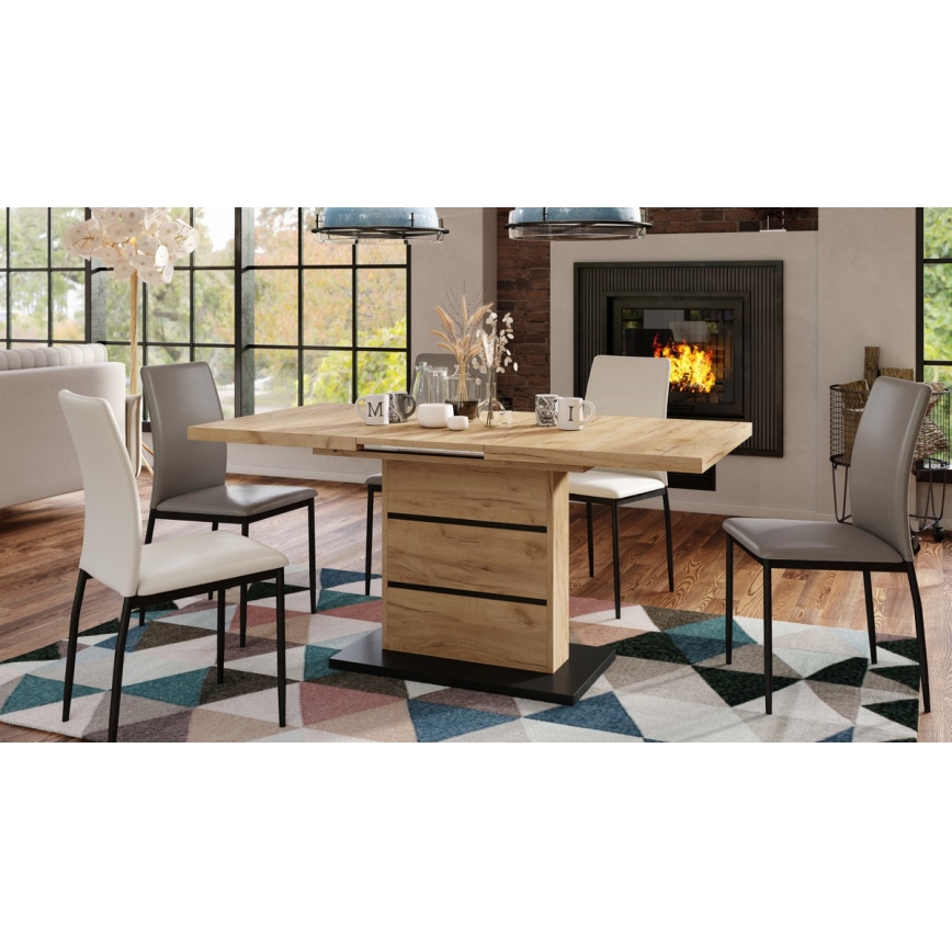 Τραπέζι φαγητού επεκτεινόμενο PAOLO δρυς craft/μαύρο