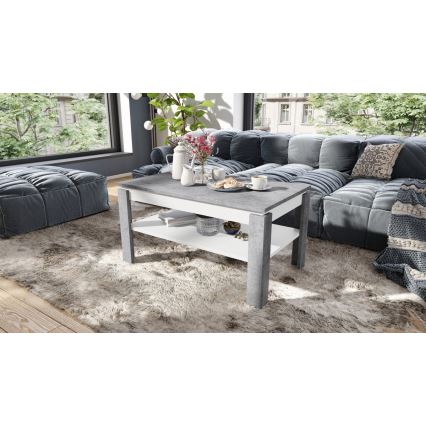 Τραπέζι σαλονιού με αναδιπλούμενη επιφάνεια και ανυψούμενη πλάκα ADEN σε γκρι σκυρόδεμα/λευκό