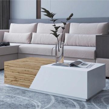 Τραπέζι σαλονιού CEELIAS 42x124 cm λευκό/δρυς Wotan