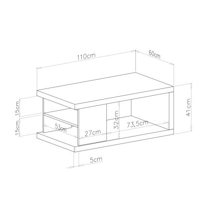 Τραπέζι σαλονιού LORA με ράφι και αποθηκευτικό χώρο μπεζ/μαύρο