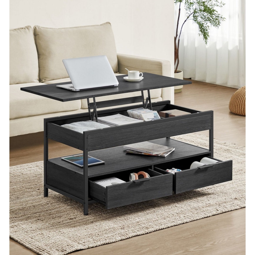 Τραπέζι σαλονιού NYRO με ανυψούμενη επιφάνεια, μαύρο