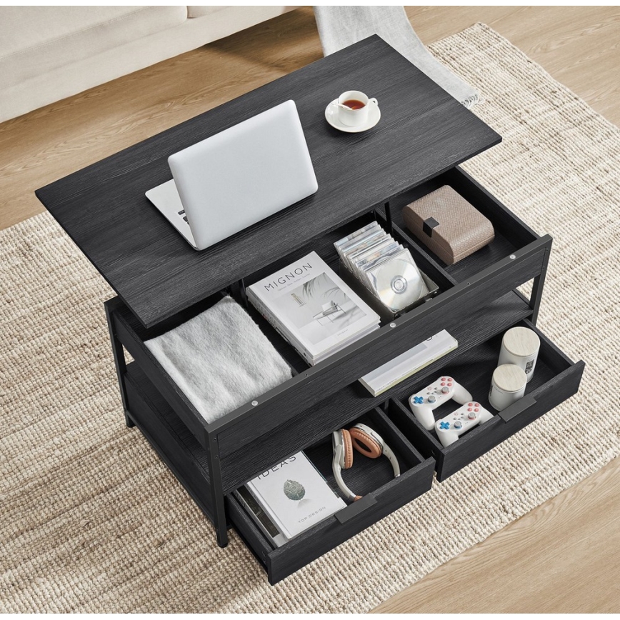 Τραπέζι σαλονιού NYRO με ανυψούμενη επιφάνεια, μαύρο