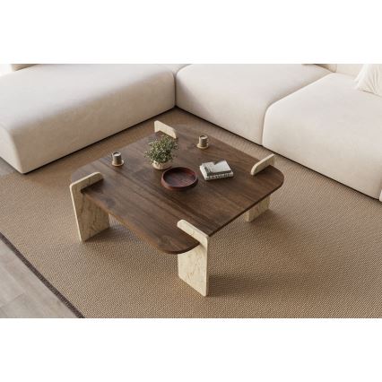 Τραπέζι σαλονιού PURO 90x90 cm καρυδιά/μπεζ