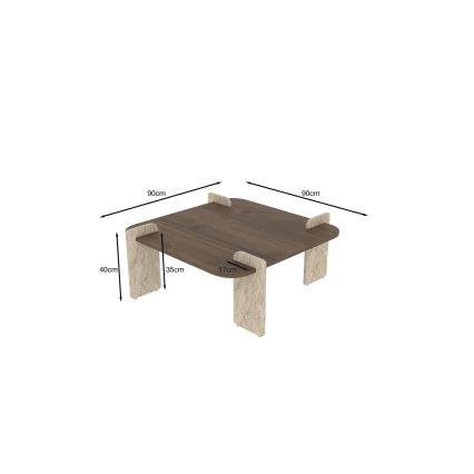 Τραπέζι σαλονιού PURO 90x90 cm καρυδιά/μπεζ