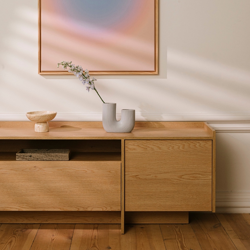Τραπέζι τηλεόρασης KEMI 197x57 cm, δρυς Cremona