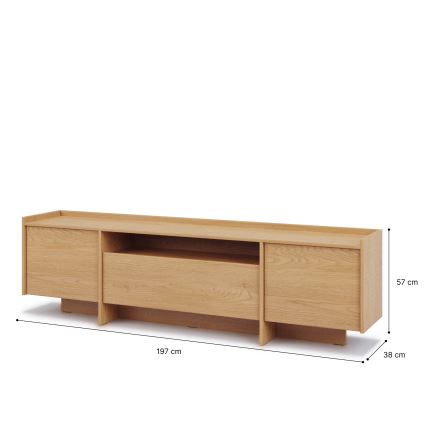 Τραπέζι τηλεόρασης KEMI 197x57 cm, δρυς Cremona