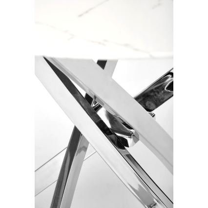 Τραπέζι τραπεζαρίας ESTEN 100 cm λευκό/ασημί