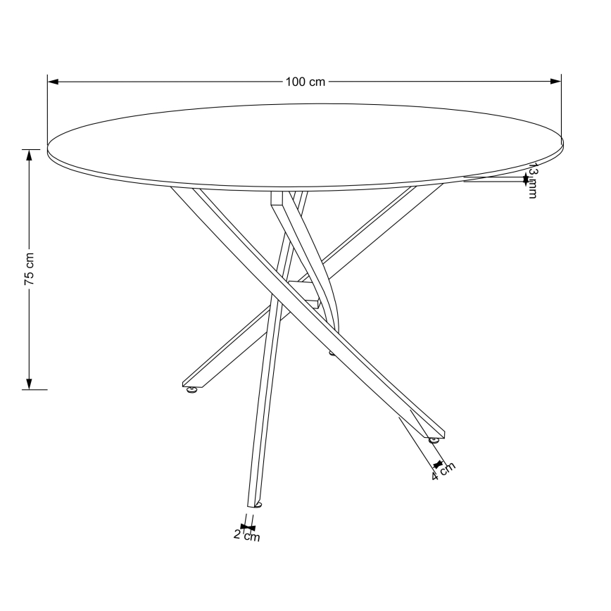 Τραπέζι τραπεζαρίας ESTEN 100 cm λευκό/χρυσό