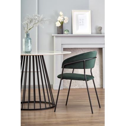 Τραπέζι τραπεζαρίας SEREIN, φινίρισμα λευκού μαρμάρου/μαύρο