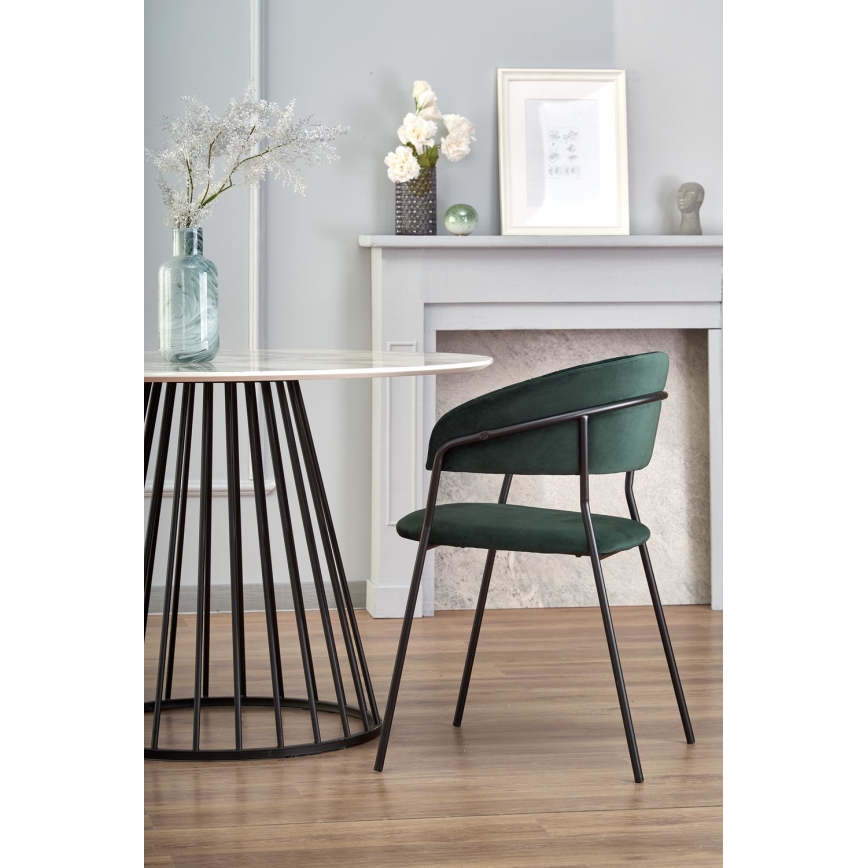 Τραπέζι τραπεζαρίας SEREIN, φινίρισμα λευκού μαρμάρου/μαύρο