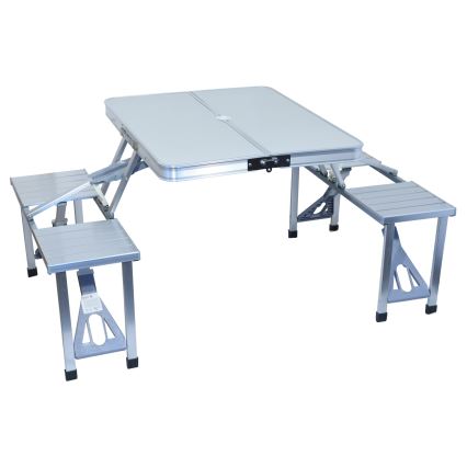 Τραπέζι για κάμπινγκ πτυσσόμενο with chairs λευκό/ματ χρώμιο