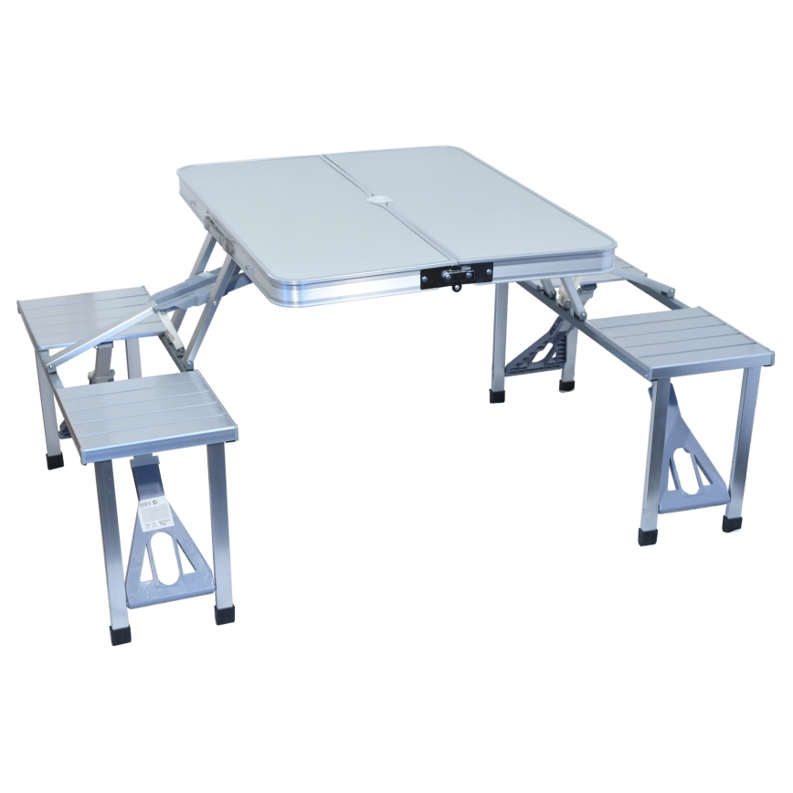 Τραπέζι για κάμπινγκ πτυσσόμενο with chairs λευκό/ματ χρώμιο