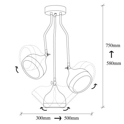 Τρίφωτο φωτιστικό σε ράβδο YILDO 3xE27/40W/230V μαύρο/χάλκινο