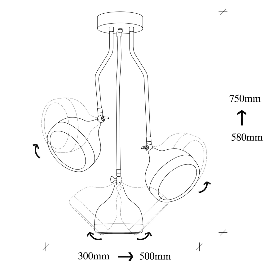 Τρίφωτο φωτιστικό σε ράβδο YILDO 3xE27/40W/230V μαύρο/χάλκινο