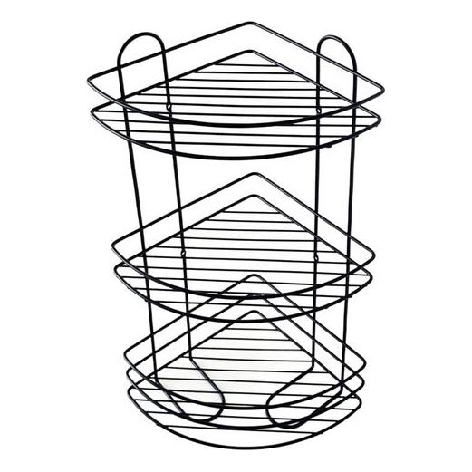 Τριώροφη επιτοίχια ραφιέρα για ντουζιέρα 23x58 εκ. μαύρη