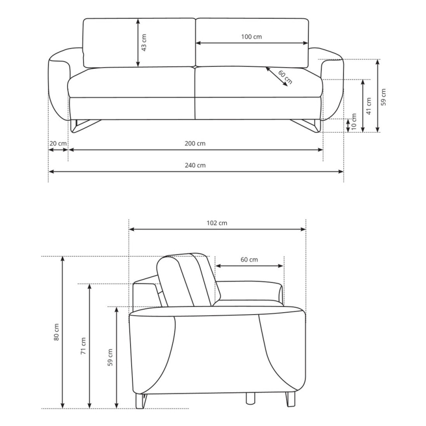 Τριθέσιος καναπές AVESTA σε γκρι
