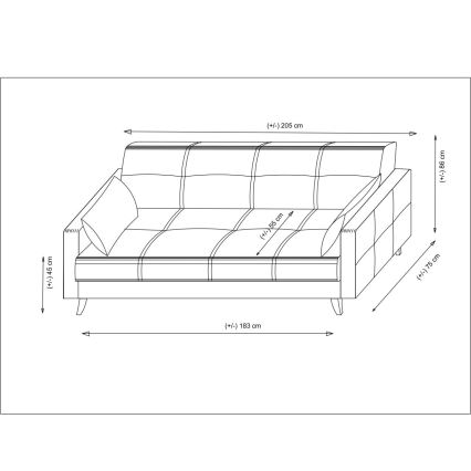 Τριθέσιος καναπές-κρεβάτι KORFU, ανοιχτό γκρι