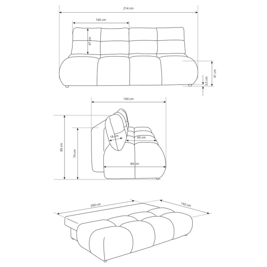 Τριθέσιος καναπές-κρεβάτι με αποθηκευτικό χώρο NUORO πράσινος