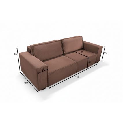 Τριθέσιος καναπές-κρεβάτι με αποθηκευτικό χώρο RONDA, κόκκινος