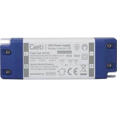 Τροφοδοτικό για ταινίες LED 18W/12V IP20