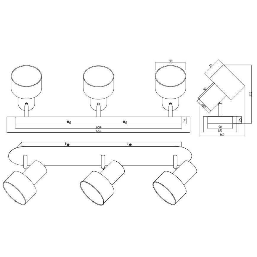 Trio - Φωτιστικό σποτ WAILER 3xGU10/5W/230V ματ χρώμιο