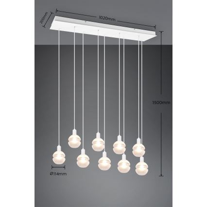 Trio - Κρεμαστό φωτιστικό με καλώδιο MELA 9xE14/25W/230V λευκό