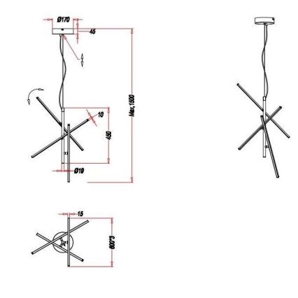 Trio - LED Dimmable κρεμαστό φωτιστικό οροφής TIRIAC 3xLED/7,5W/230V