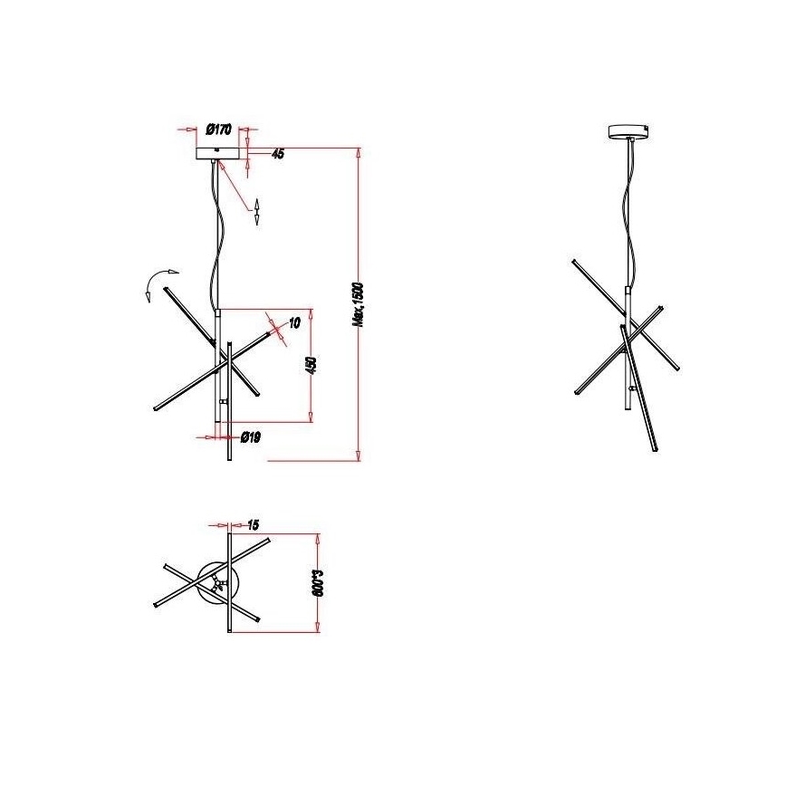 Trio - LED Dimmable κρεμαστό φωτιστικό οροφής TIRIAC 3xLED/7,5W/230V
