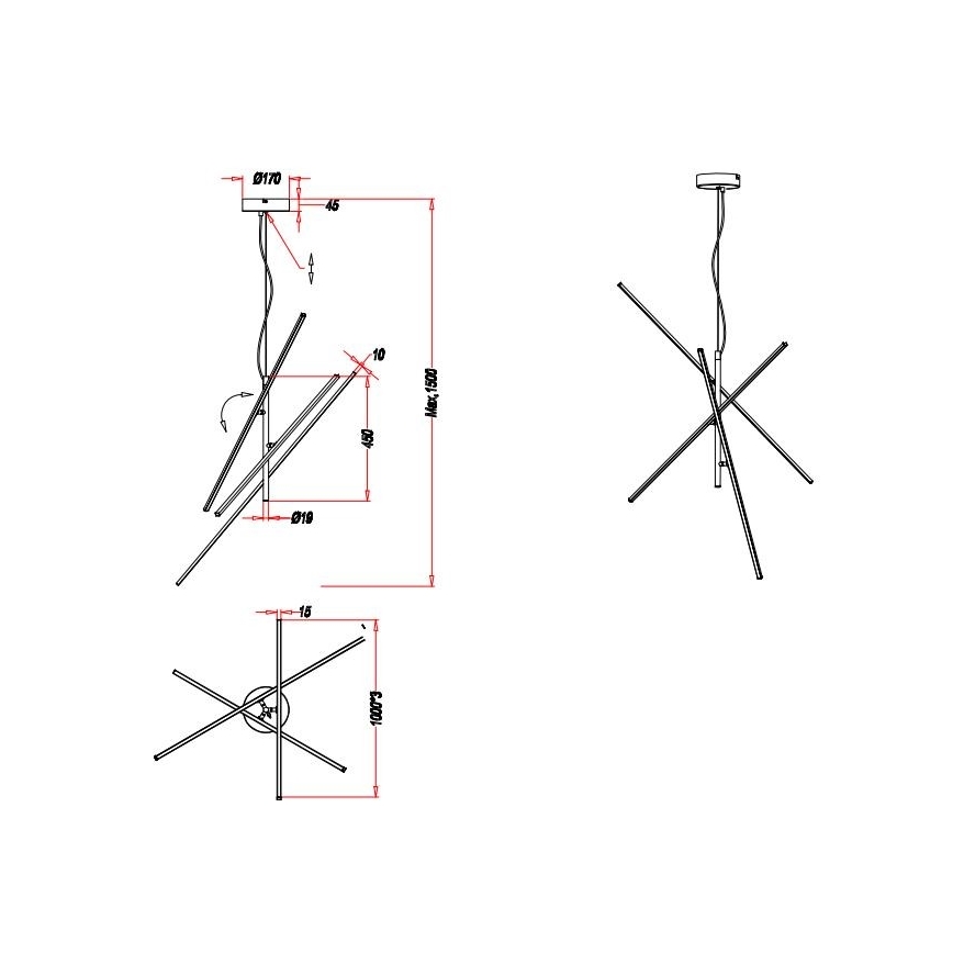 Trio - LED Dimmable κρεμαστό φωτιστικό οροφής TIRIAC 3xLED/8,5W/230V