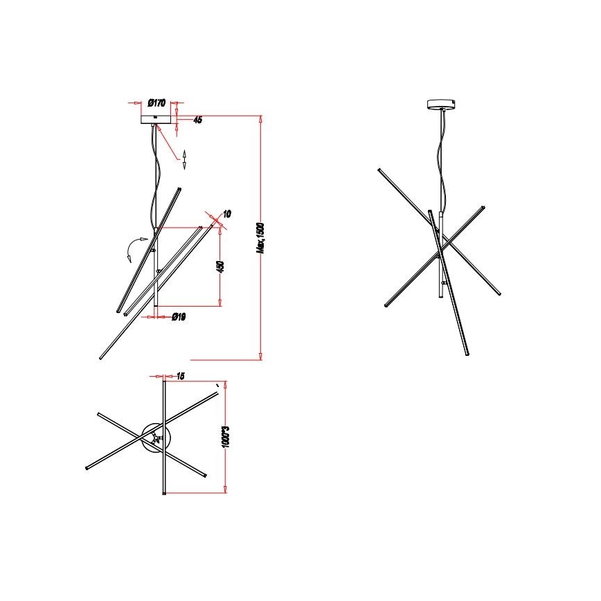 Trio - LED Dimmable κρεμαστό φωτιστικό οροφής TIRIAC 3xLED/8,5W/230V λευκό