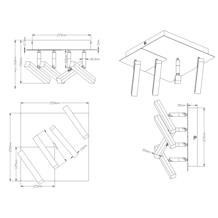 Trio - LED Φωτιστικό Σποτ OPIUM 4xLED/4,5W/230V