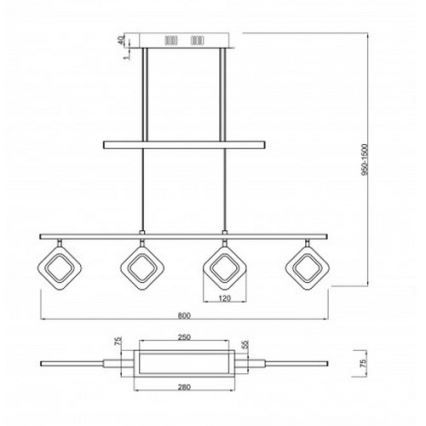 Trio - LED Πολύφωτο ράγα PARADOX 4xLED/4,3W/230V