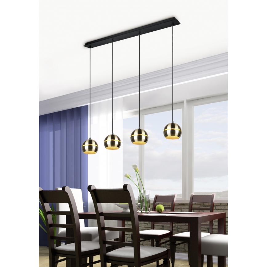 Trio - Πολύφωτο με συρματόσχοινο FLETCHER 4xE14/40W/230V ορείχαλκος