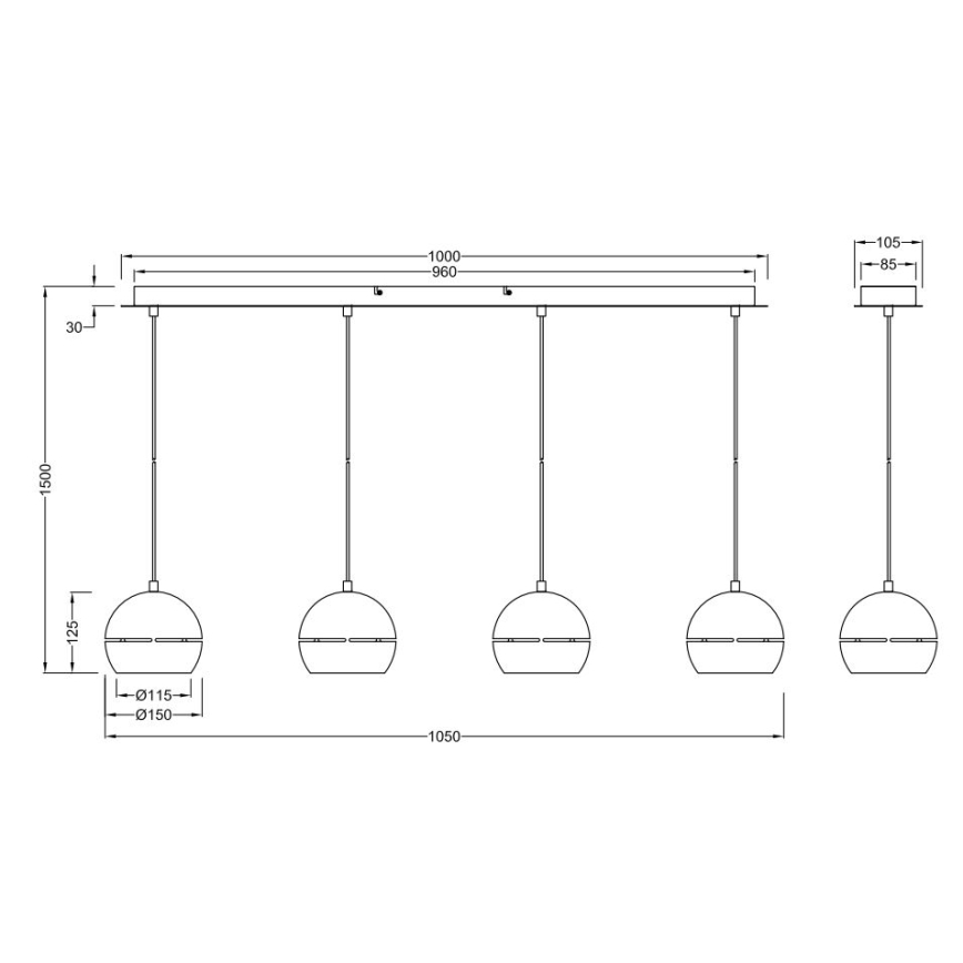 Trio - Πολύφωτο με συρματόσχοινο FLETCHER 4xE14/40W/230V ορείχαλκος