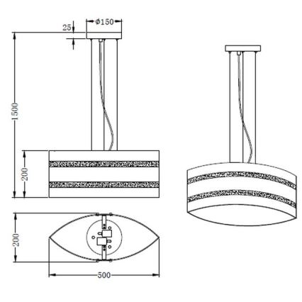Trio - Κρεμαστό φωτιστικό οροφής NIKOSIA 2xE27/40W/230V ασημί
