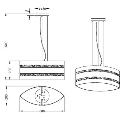 Trio - Κρεμαστό φωτιστικό οροφής NIKOSIA 2xE27/40W/230V ασημί