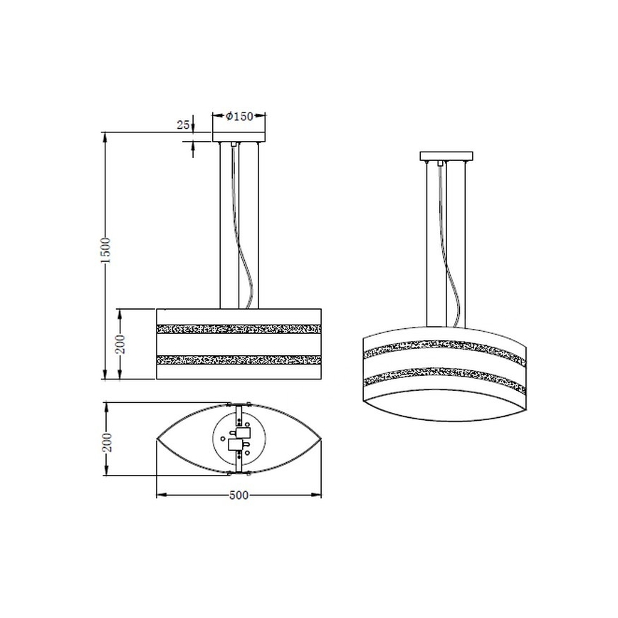 Trio - Κρεμαστό φωτιστικό οροφής NIKOSIA 2xE27/40W/230V ασημί