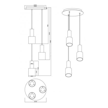 Trio - Πολύφωτο WAILER 3xGU10/5W/230V γκρι