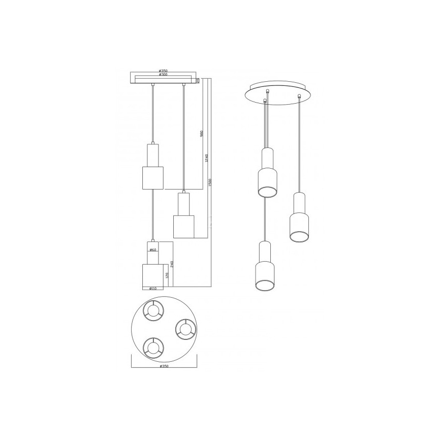 Trio - Πολύφωτο WAILER 3xGU10/5W/230V γκρι