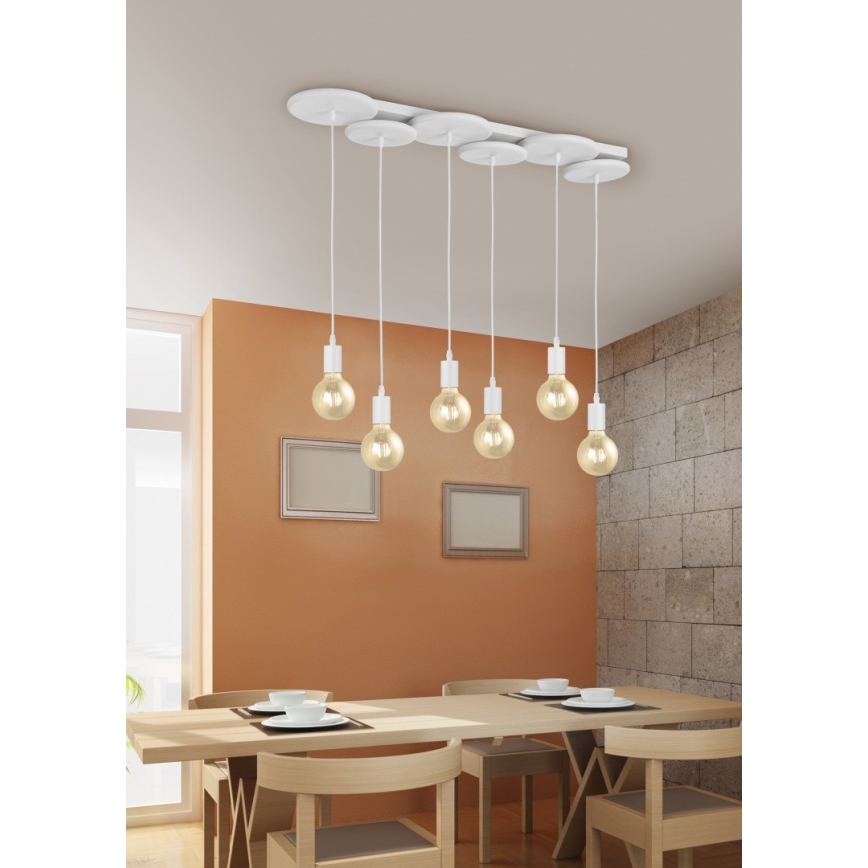 Trio - Πολύφωτο κρεμαστό DISCUS 6xE27/28W/230V λευκό