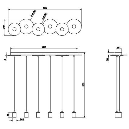 Trio - Πολύφωτο κρεμαστό DISCUS 6xE27/28W/230V λευκό