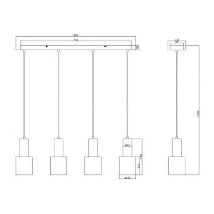 Trio - Πολύφωτο κρεμαστό WAILER 4xGU10/5W/230V γκρι