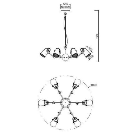 Trio - Πολύφωτο με συρματόσχοινο EDWARD 6xE14/40W/230V