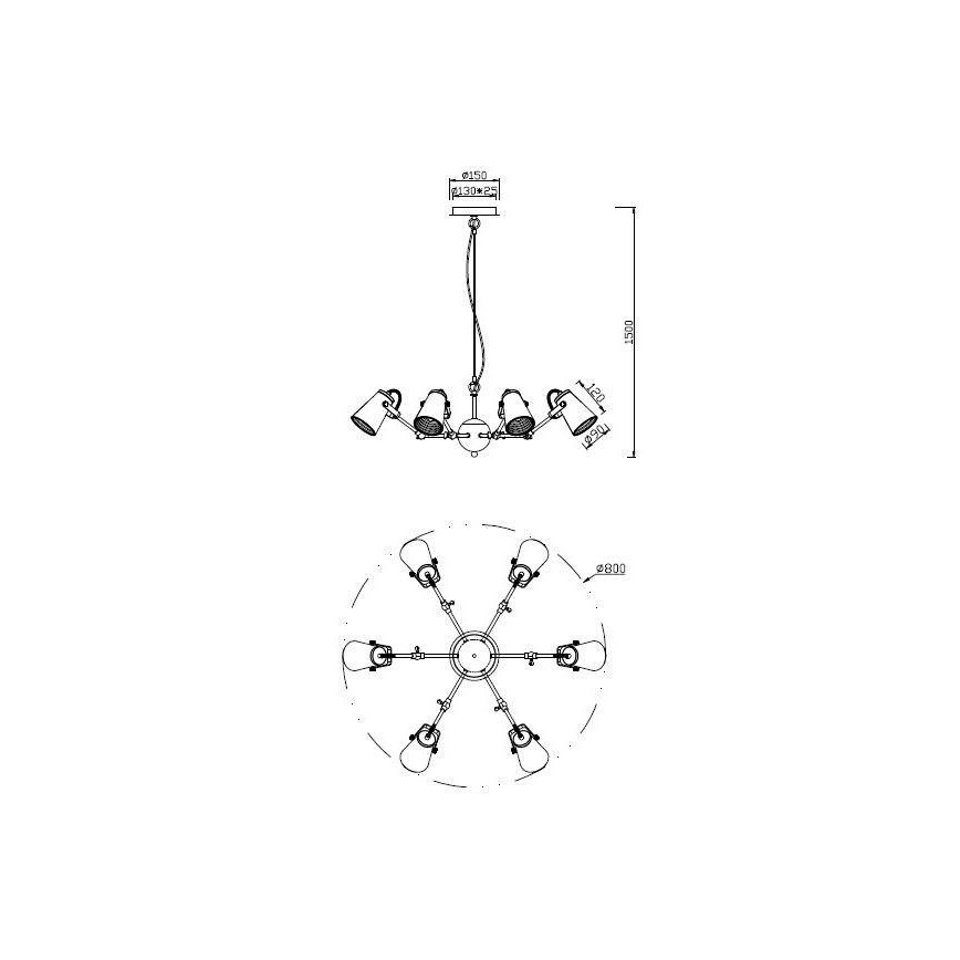 Trio - Πολύφωτο με συρματόσχοινο EDWARD 6xE14/40W/230V