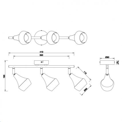 Trio - Φωτιστικό σποτ TRUMPET 3xE14/40W/230V