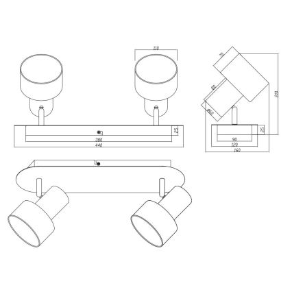 Trio - Φωτιστικό σποτ WAILER 2xGU10/5W/230V μαύρο